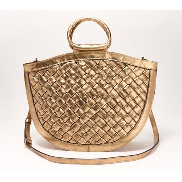 Patricia Nash Leather Oliena Satchel with Crossbody Strap Bronze - Picture 1 of 16